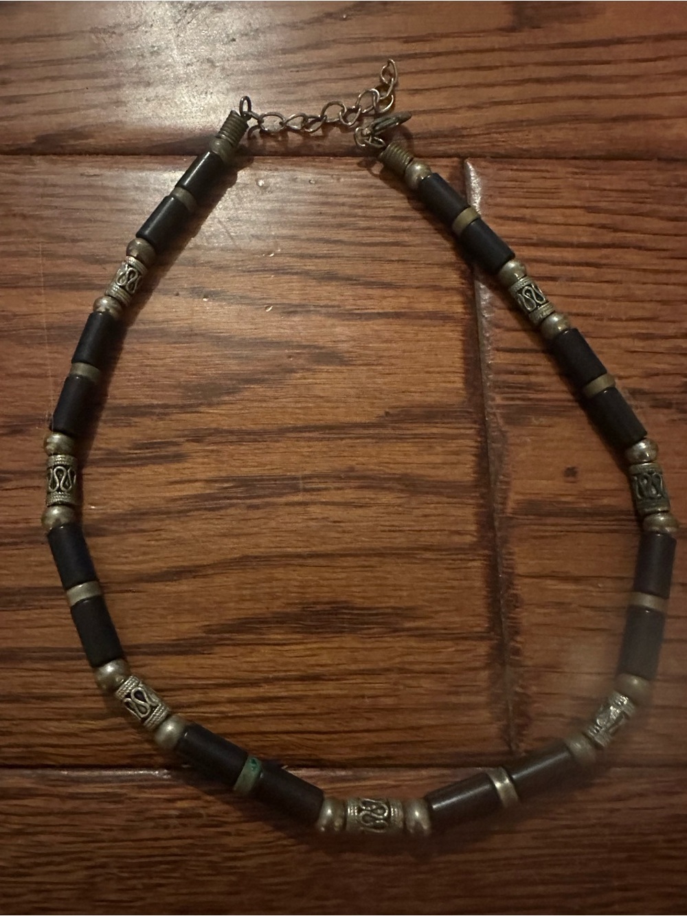 Handcrafted Black and Silver Beaded Necklace - Women's Jewelry